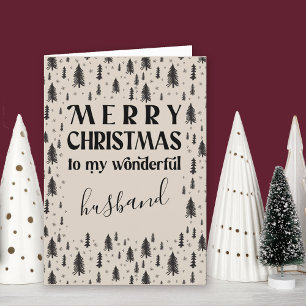 Ehemann Weihnachtsbaum Minimal Natürlich Feiertagskarte
