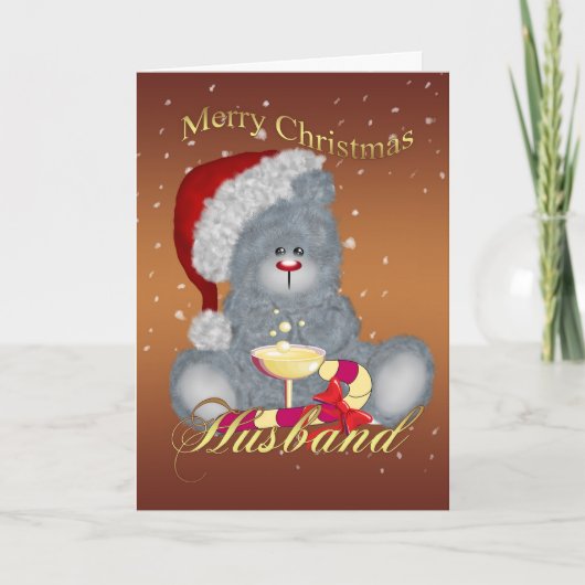 Ehemann-Weihnachtskarte - Teddybär in Weihnachten (Vorderseite)