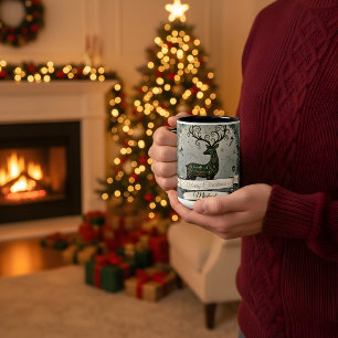 Ehemann Weihnachtstasse – Personalisiertes Rentier Zweifarbige Tasse