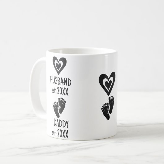 Ehemann zu Daddy New Dad Date Niedlich Babyfütteru Kaffeetasse (Vorderseite Links)