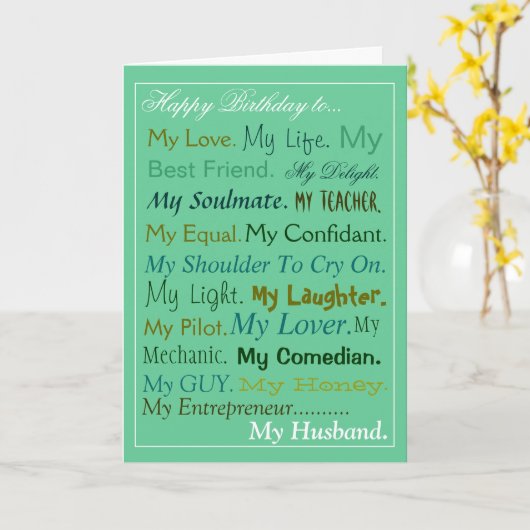 Ehemanngeburtstag Karte. Schatzkarte. Karte (Gelbe Blume)