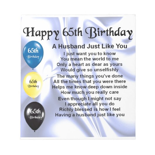 Ehemännisches Gedicht - 65. Geburtstag Notizblock (Vorderseite)