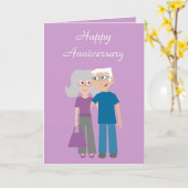 Ehepaar älterer Cartoon Jubiläumskarte Karte (Gelbe Blume)