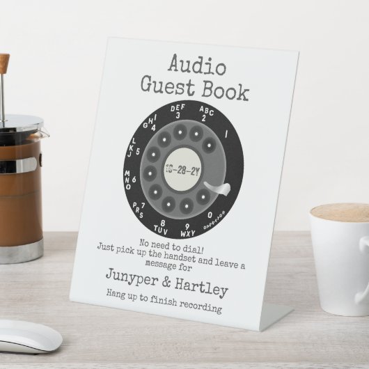 Ehepaar-Audio-Gästebuch Black Rotary Dial Sign Sockelschild (In SItu)