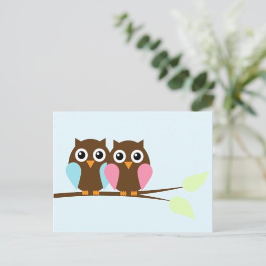 Ehepaar auf Zweig Postkarte (Stehend Vorderseite)