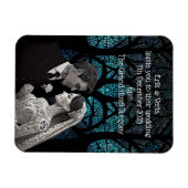 Ehepaar aus Papier auf blauem Baum Magnet (Horizontal)