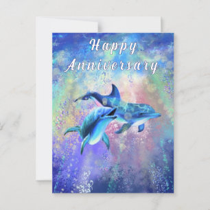 Ehepaar Dolphin Jubiläumskarte Postkarte