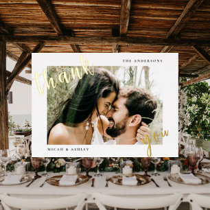 Ehepaar Foto Hochzeit Vielen Dank Blank Gold Folieneinladung