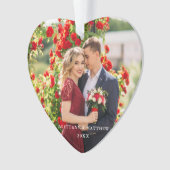 Ehepaar Foto Namen Jahr Herz Ornament (Vorderseite)