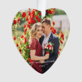 Ehepaar Foto Namen Jahr Herz Ornament (Vorderseite)