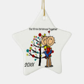 Ehepaar in Liebe Erster Weihnachtsfeier Zusammen Keramik Ornament (Rechts)