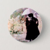 Ehepaar in Liebe Küssen im Regen Abstrakte Kunst Button (Vorderseite)