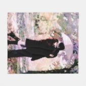 Ehepaar in Liebe Küssen im Regen Abstrakte Kunst Fleecedecke (Vorderseite (Horizontal))