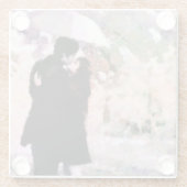 Ehepaar in Liebe Küssen im Regen Abstrakte Kunst Glasuntersetzer (Rückseite)