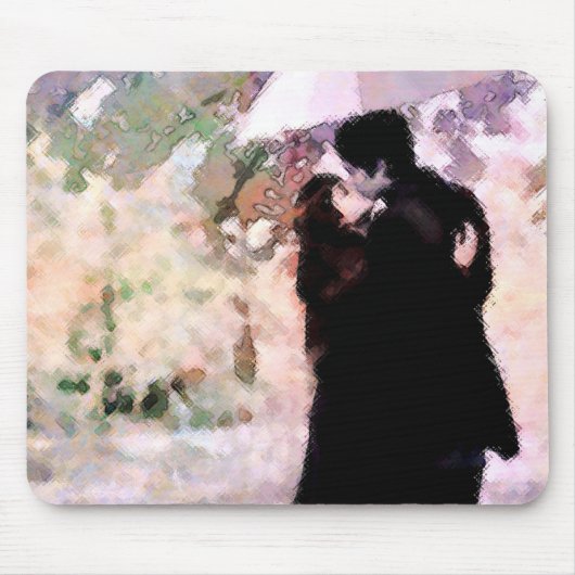 Ehepaar in Liebe Küssen im Regen Abstrakte Kunst Mousepad (Vorne)