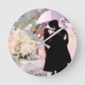 Ehepaar in Liebe Küssen im Regen Abstrakte Kunst Runde Wanduhr (Vorderseite)
