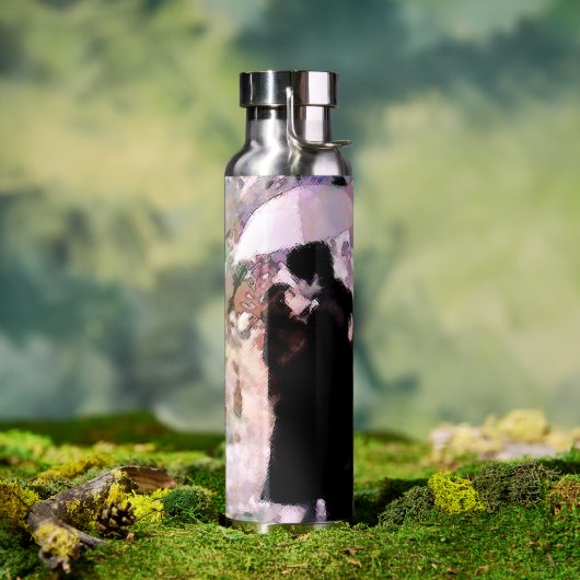 Ehepaar in Liebe Küssen im Regen Abstrakte Kunst Trinkflasche (Außenbereich)
