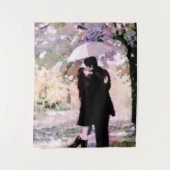 Ehepaar in Liebe Küssen im Regen Abstrakte Kunst Wandteppich (Vorderseite)