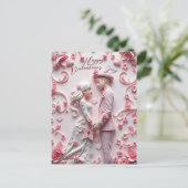 Ehepaar in Liebe Romantischer Rosa Valentinstag Postkarte (Stehend Vorderseite)
