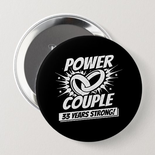 Ehepaar Married 33 Years - 33rd Wedding Anniversar Button (Vorne & Hinten)