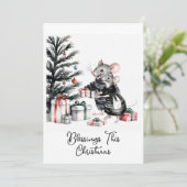 Ehepaar mit Weihnachtsbaumkarten Feiertagskarte (Stehend Vorderseite)