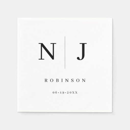 Ehepaar Nachname Minimalistische Typografie Hochze Serviette (Vorderseite)