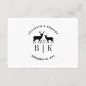 Ehepaar Name Deer Monogram Rustic Country Wedding Begleitkarte (Rückseite)