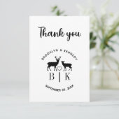 Ehepaar Name Deer Monogram Rustic Country Wedding Dankeskarte (Stehend Vorderseite)
