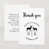 Ehepaar Name Deer Monogram Rustic Country Wedding Dankeskarte (Vorne/Hinten)
