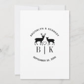 Ehepaar Name Deer Monogram Rustic Country Wedding Einladung (Rückseite)