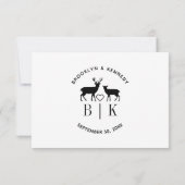 Ehepaar Name Deer Monogram Rustic Country Wedding RSVP Karte (Rückseite)