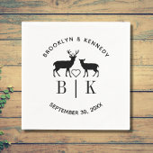 Ehepaar Name Deer Monogram Rustic Country Wedding Serviette