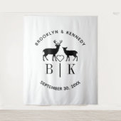 Ehepaar Name Deer Monogram Rustic Country Wedding Wandteppich (Vorderseite)