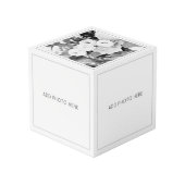 Ehepaar NAME FOTOS Zeitloser Sake Würfel (Rückseite Schrägansicht)