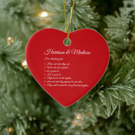Ehepaar, rotes Herz Couple Fun Fakten Custom Foto Keramik Ornament