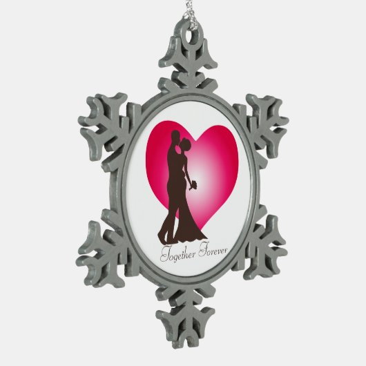 Ehepaar Schneeflocken Zinn-Ornament (Links)