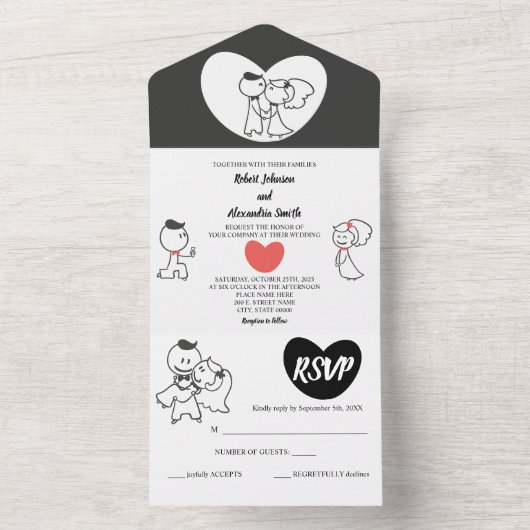 Ehepaar | UAWG und Hochzeit All In One Einladung (Innen Boden)