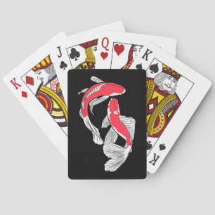 Ehepaar von rotem japanischem Koi Spielkarten