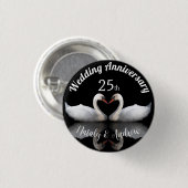 Ehepaar zum Hochzeitstag Schwan Black Button (Vorne & Hinten)