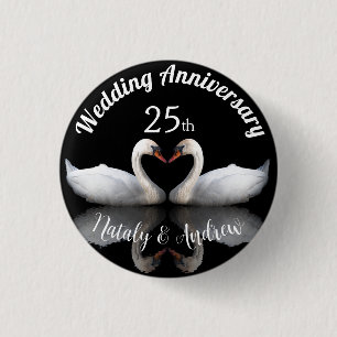 Ehepaar zum Hochzeitstag Schwan Black Button