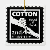 Ehepaar zum zweiten Hochzeitstag mit Händen Keramikornament (Rückseite)