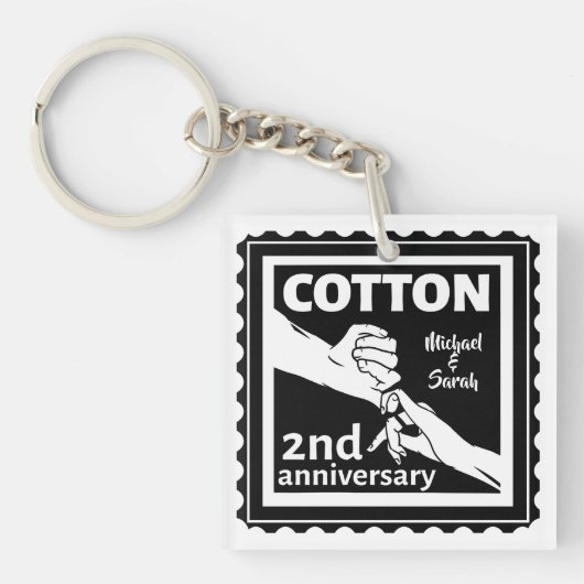 Ehepaar zum zweiten Hochzeitstag mit Händen Schlüsselanhänger (Vorderseite)