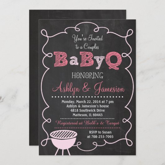 Ehepaare BabyQ GRILLEN Baby Shower Einladung (Vorne/Hinten)