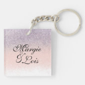 Ehepaare Business QR Code Mit Monogramm Glitzer Schlüsselanhänger (Rückseite)