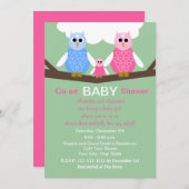 Ehepaare Coed Girl Baby Dusche Einladung Owls (Vorne/Hinten)
