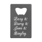 Ehepaare, die stolz sind und Vorurteile treffen II Geldbeutel Flaschenöffner (Rückseite)