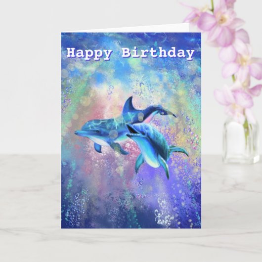 Ehepaare Dolphin Birthday Card - individuell einst Karte (Orchidee)