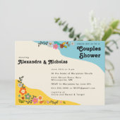 Ehepaare Dusche Blume Power 70er Jahre inspiriert Einladung (Stehend Vorderseite)