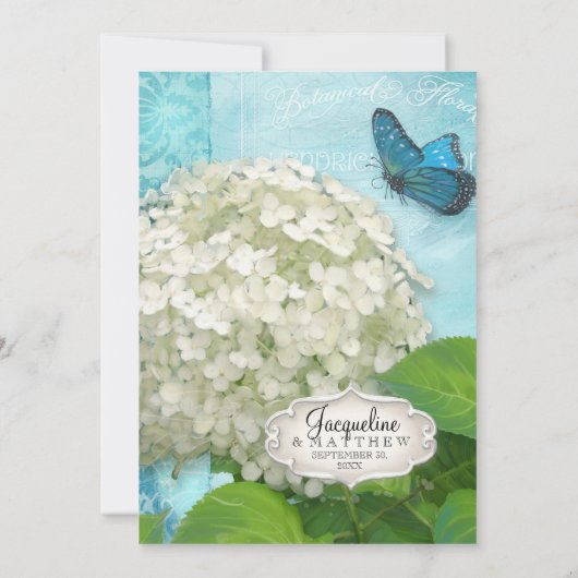 Ehepaare Dusche Damask White Hydrangea Hochzeit Einladung (Rückseite)