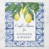 Ehepaare Dusche Elegante Wasserfarbe Zitrone w Shi Weinetikett (Einzelnes Label)